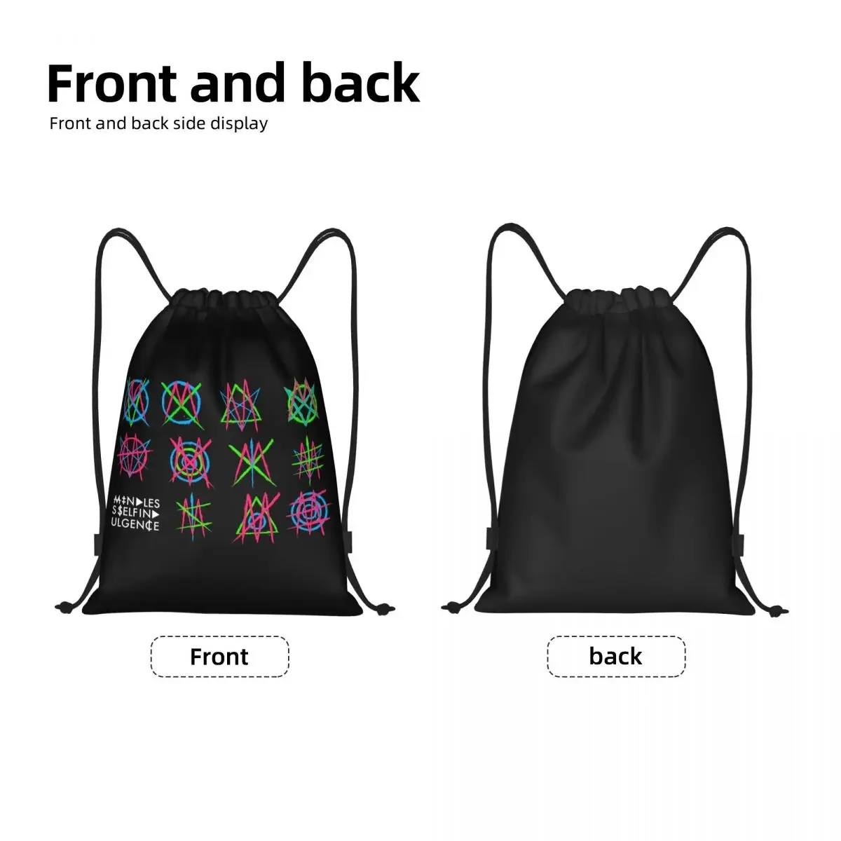 Custom Mindless Hip Hop Punk Rock Self Indulgence Drawstring Backpack Bags Lightweight Electro Gym Sackpack Sacks Traveling