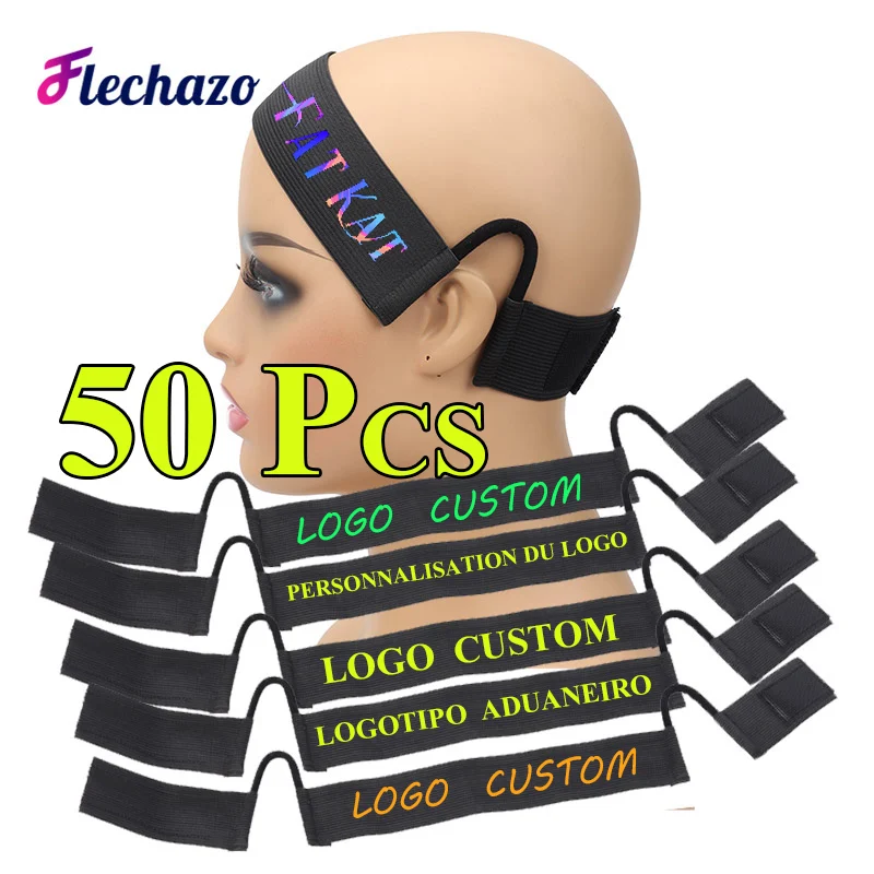 50Pcs Logo Customize Lace Bands For Wig 3/3.5/4Cm Wig Band To Hold Wig Elastic Earless Melt Band Headband For Woman