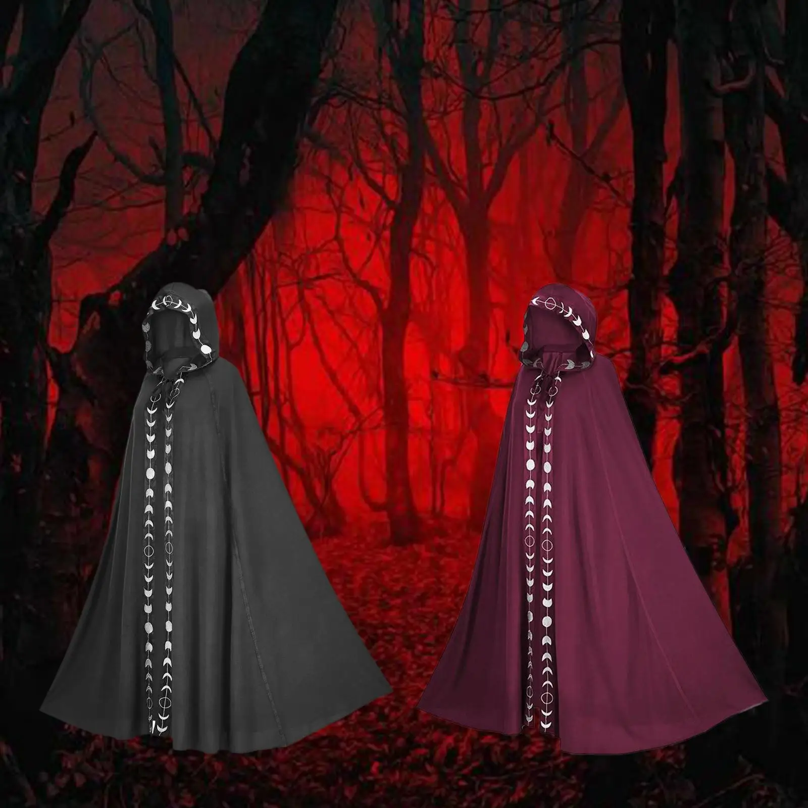 Halloween Hooded Cape Cloak Robe Accessory for Fancy Dress Party Favor