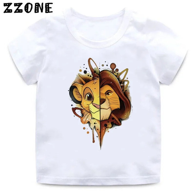 Hot Sale The Lion King Cute Simba Print Cartoon Kids T-Shirts Funny Girls Clothes Baby Boys T shirt Summer Children Tops,ooo5315
