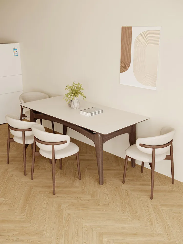 

PYJ solid wood rock slab dining table modern simple living room home dining table and chair combination