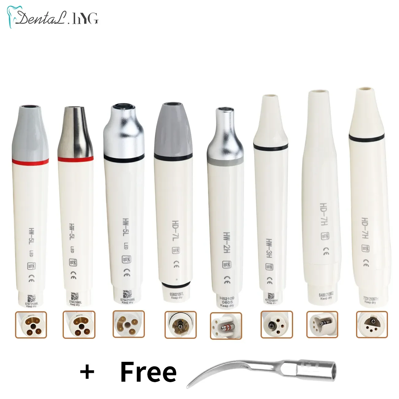 Dental Ultrasonic Piezo Scaler Handpiece HW-3H LED Fit for SATELEC DTE WOODPECKER EMS VRN Dental Ultrasonic Scalers Get 1pc Tips