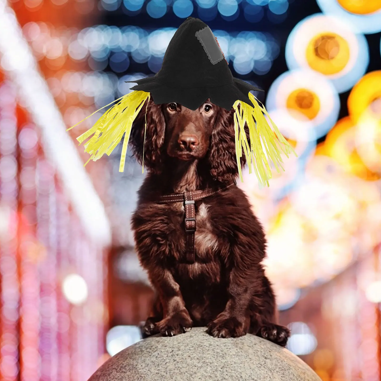 

L Size Pet Scarecrow Hat Halloween Dog Cat Costume Cap Soft Nonwoven Fabric Comfortable Fit for Birthday Masquerade Party