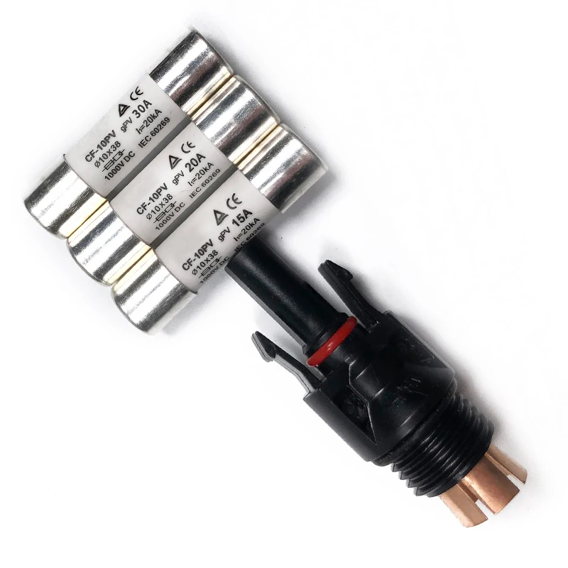 10PCS 2024 New IP67 Waterproof 1000V 1500V DC Pins Inline Fuse Holder Solar Fuse Connector
