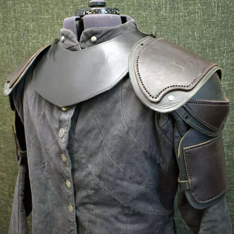 Mittelalterlichen Viking Ritter Schulter Rüstung Leder Pauldrons Pirate Krieger Cosplay Kostüm Halloween Requisiten Schlacht Zubehör Für Larp