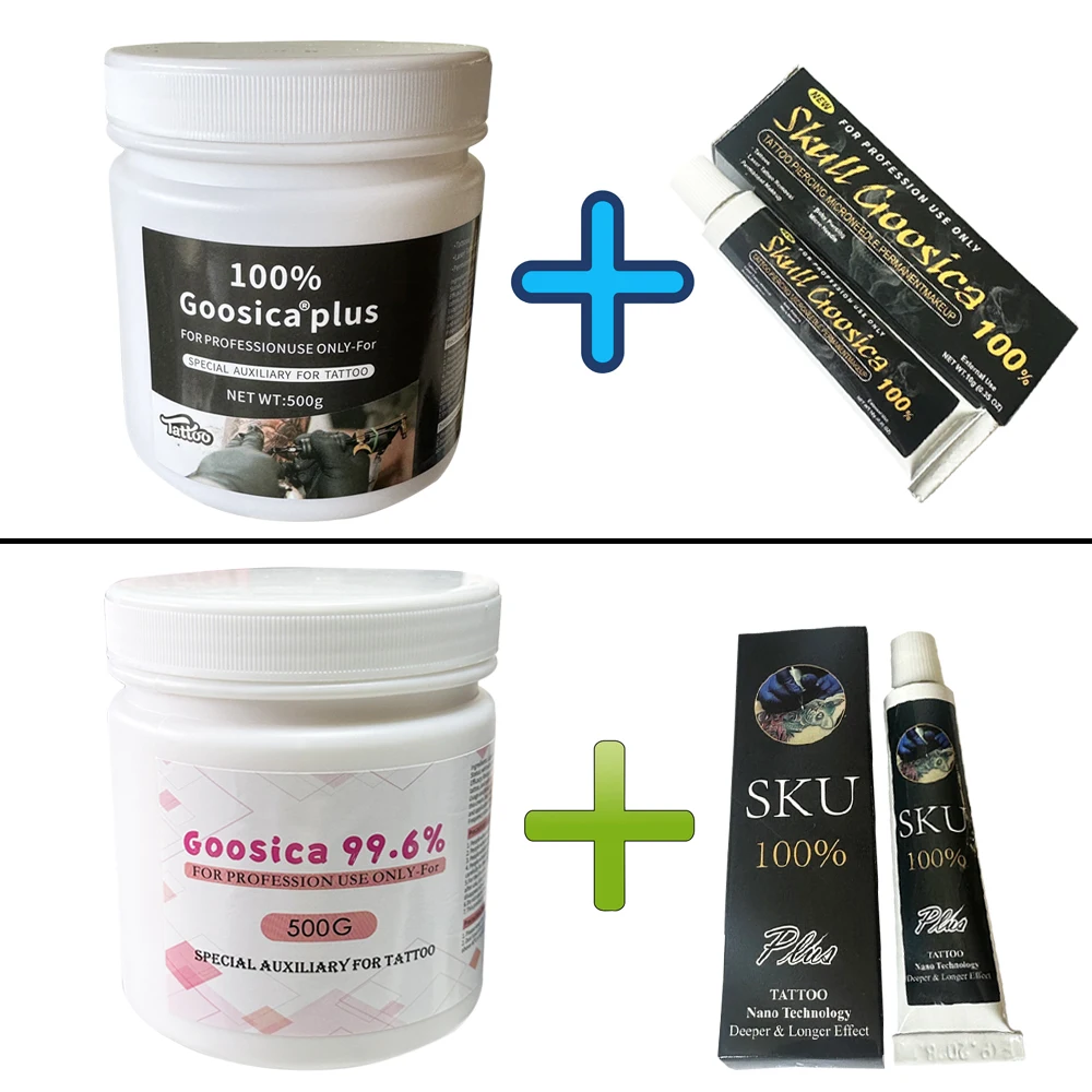 500g 99.6% 100% Gooscia plus Tattoo Cream Before Permanent Makeup Microblading Piercing Eyebrow Lips Liner Skull Goosica SKU 10g