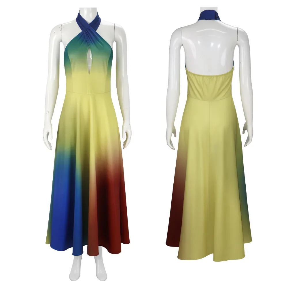 Robe dos nu Anime Kate Hudson, robes formelles colorées robe Maxi ombrée grande taille pour Costume d'halloween pour femme