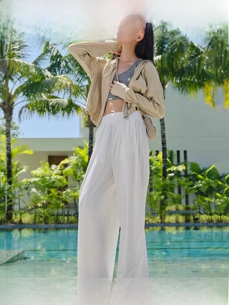 

Дышащие широкие брюки Bananain из ледяного шелка с высокой талией, быстросохнущие, струящиеся, свободные, с защитой от солнца, женские повседневные брюки