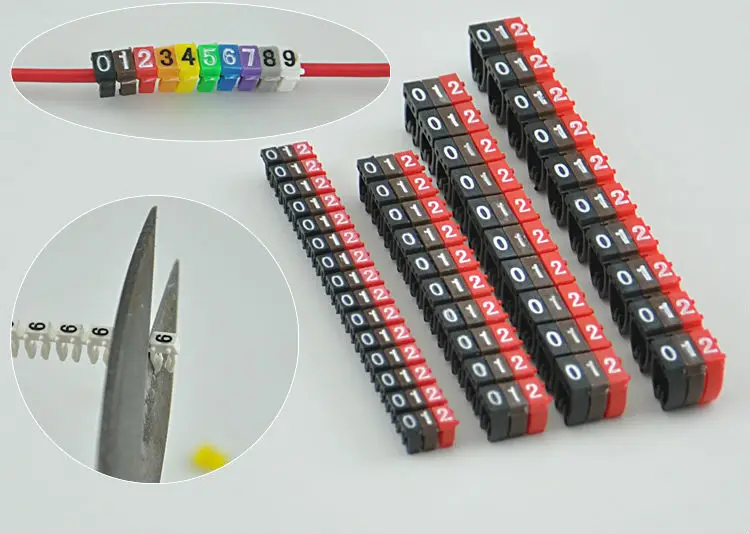 100PCS Cable Marker For 2.5 sqmm Colored Number 0 to 9 Each 10pcs Distinguish Wires