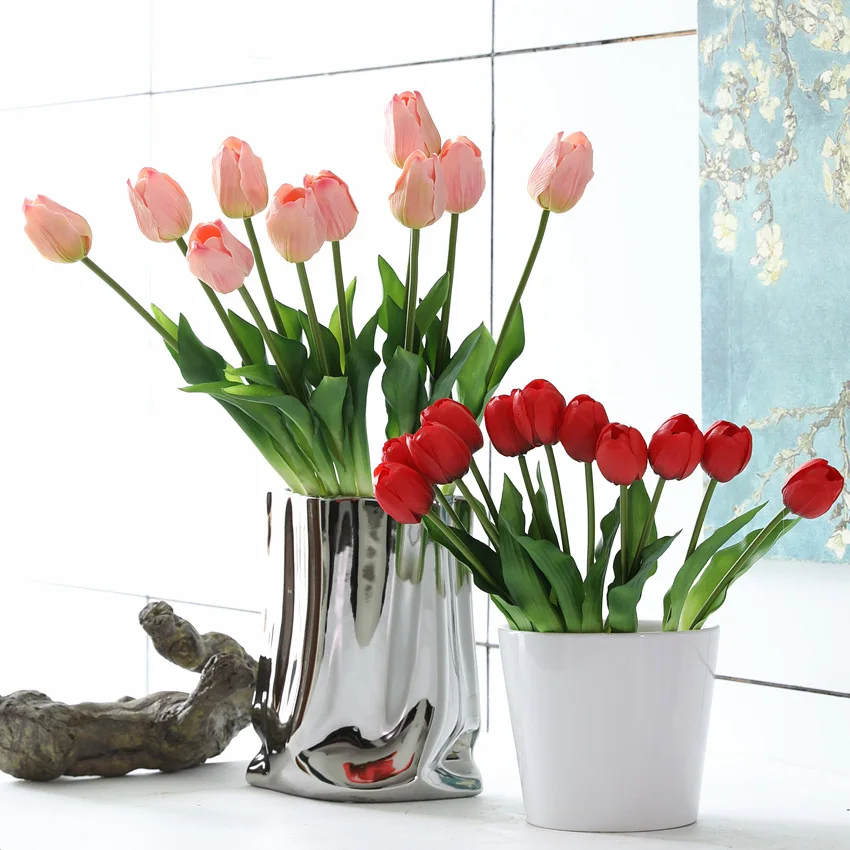 10 Stück Künstliche Blumen Latex-Tulpen Brautstrauß Hochzeitsdekoration Echt Aussehende Tulpenblumen Heimdekoration Party Tisch Blumendekoration – Detail 24