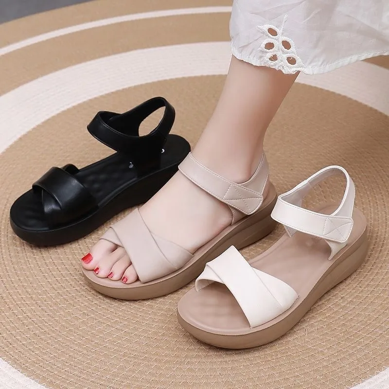 2025 35-40 Tacón de Cuña para Mujer Zapatos de Mujer Sandalias de Verano 2025 Sandalias de Plataforma de Mujer de Lujo Vestido Sandalias Roma en Cuero