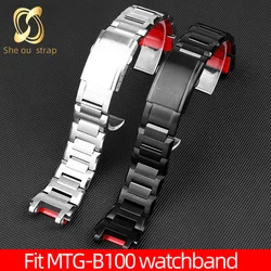 Silver Black Stainles Steel Watchband For Casio G-SHOCK MTG-B1000 Watchstrap Men's Steel Band