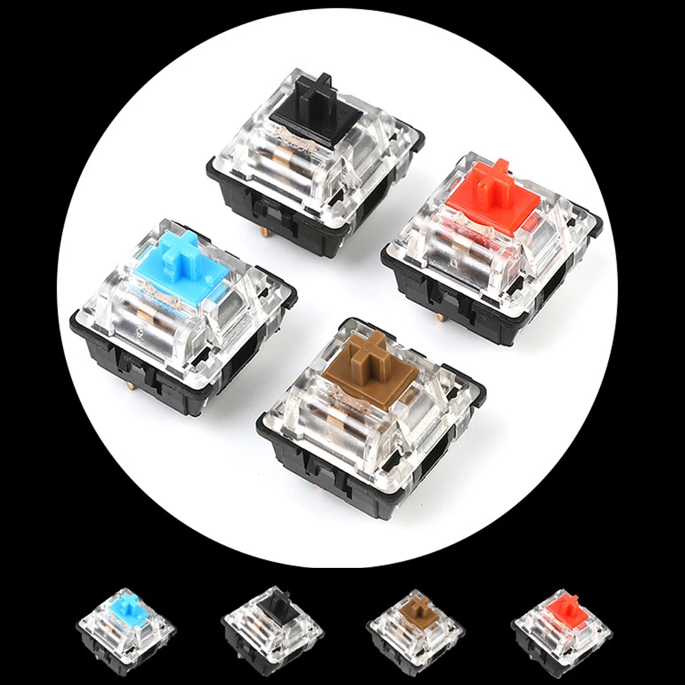 5Pcs Keyboard Key Switch Transparent Micro Mechanical Button Positioning Key Switch 2 Pin Positioning Column Hole-free Install