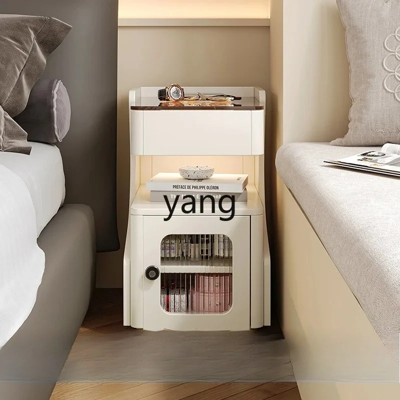 MM Smart small bedside table with fingerprint lock bedroom solid wood high-end super narrow crevice cabinet