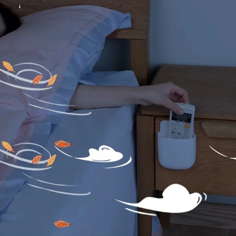 1PCS Hole-free Remote Control Storage Rack For Household Items Wall-mounted Living Room Bedroom Remote Control Line Storage Box