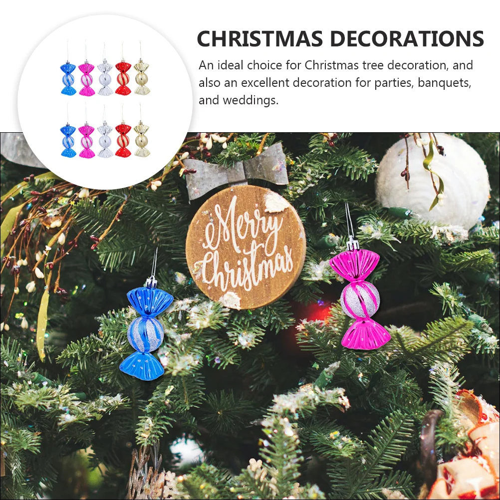 

10 Pcs Candy Pendant Shape Hanging Decor Christmas Ornaments Accessories Cane Pendants Plastic
