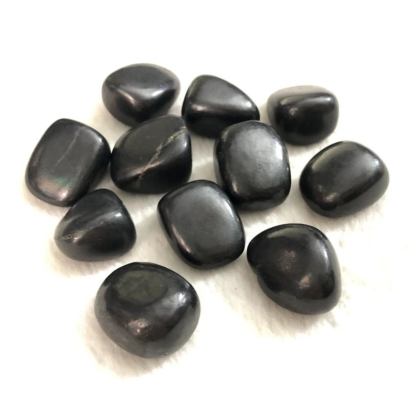 PANGEM Wholesale 100g Polished Shungite Stone Tumbled Beads Energy Balance 15-25mm Size Rock Healing Crystal for Jewelry Making