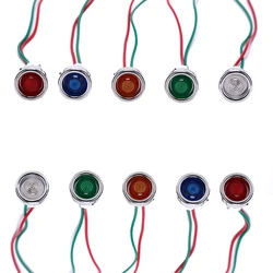 Luz indicadora LED de 12V y 10mm, lámpara de advertencia con cable para Panel de salpicadero de coche y barco