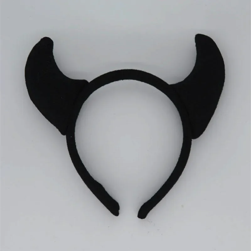 Volwassenen Kinderen Pluche Mannen Jongen Dier Zwart Rood Duivel Hoorn Hoofdband Demon Haarband Cadeau Verjaardagsfeestje Cosplay Kostuum Halloween