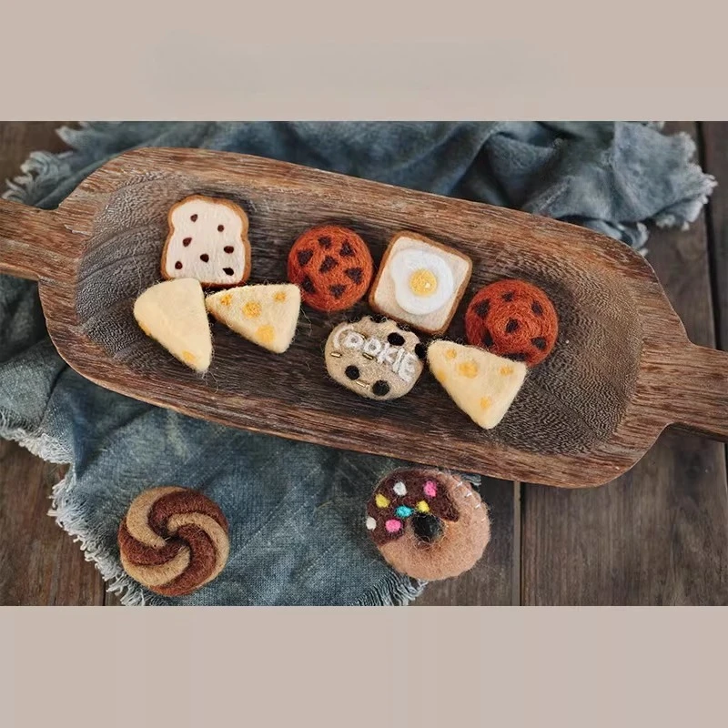 Newborn Photography Props Wool Felt Doll Cookie and Cup Photography Props Accessories Baby Studio
