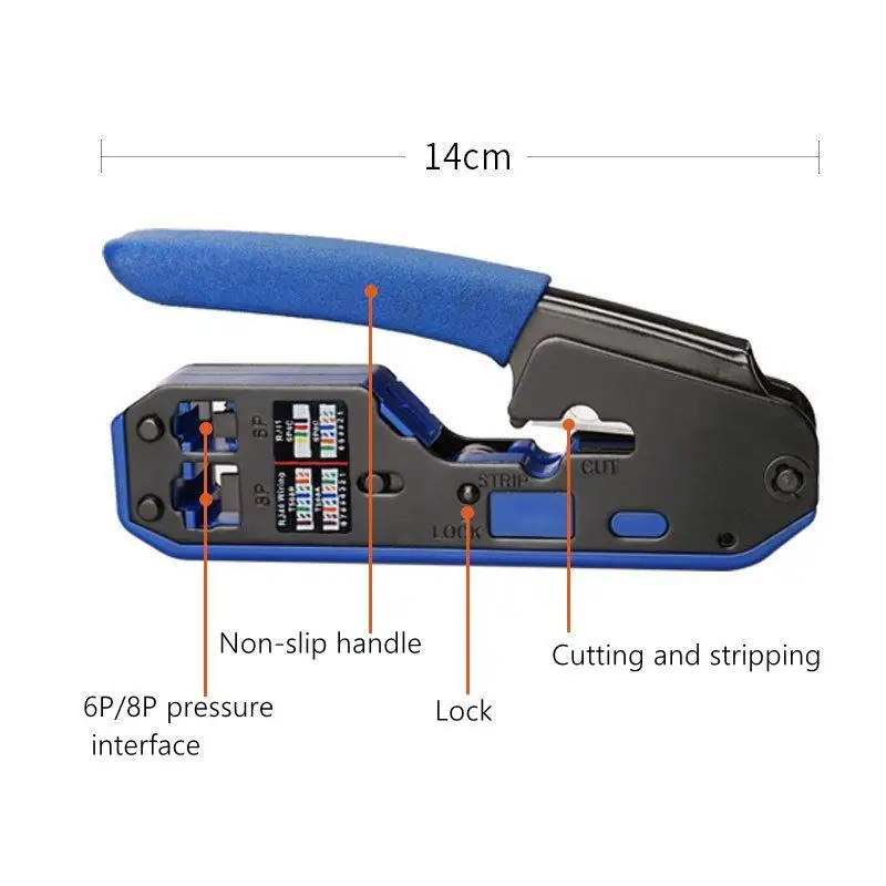 Dreamburgh RJ45 Tool Network Crimper Crimping Tools Stripper Cuting Ethernet Cable Fit RJ45 Cat6 Cat5e Cat5 STP Plugs Connector