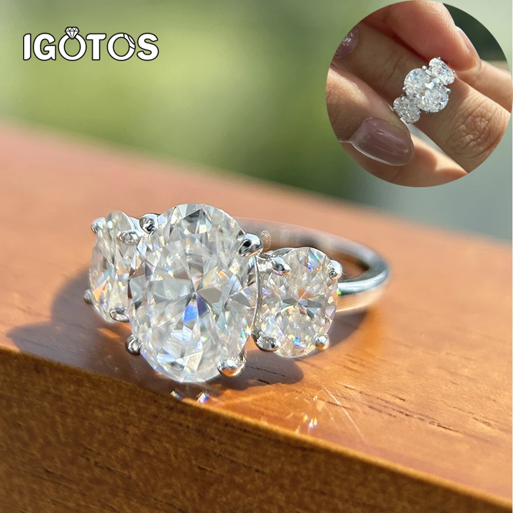 

Кольцо с бриллиантом овальной огранки 2CT/4CT для женщин, серебро s925, 3 камня, свадебные обручальные кольца, вечерние ювелирные украшения