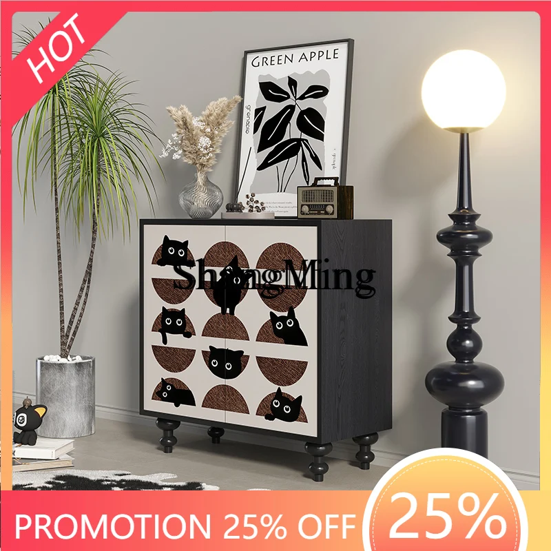 FG good-looking  solid wood chest cabinet household living room stand cabinet retro style bedroom bedside drawer storage cabinet