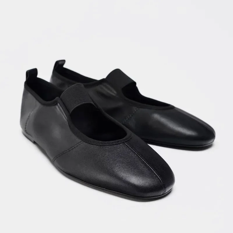 موضة الجلود الناعمة الباليه الشقق النساء جولة تو الراحة حذاء مسطح غير رسمي الإناث البغال موجزة العلامة التجارية ماري جين أحذية للنساء #2