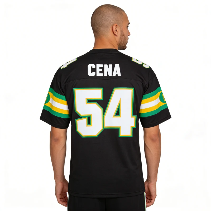 John 54 Cena Black Soccer Jersey Printed Pattern High Quality Fan Apparel Sports Jersey Breathable Team Jersey Men Women Officia