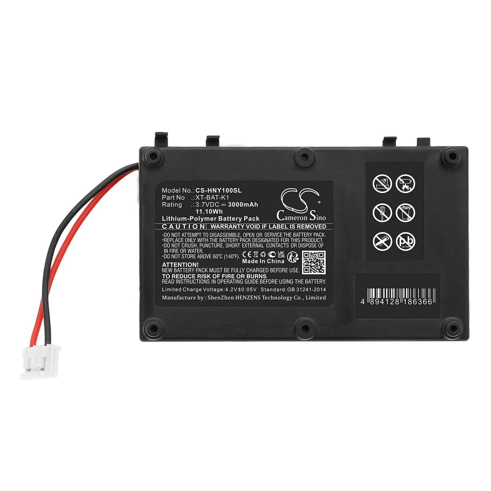 CameronSino 3000mAh 3.7V 11.10Wh Equipment , Survey , Test Battery for Honeywell XT-BAT-K1 BW Max XT II GasAlertMax XT II