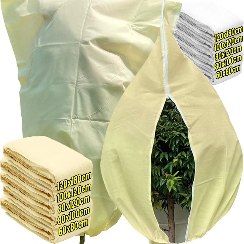 

Multi-size Winter Plant Protection Bag Non-woven Plant Against Cold Warm Cover with Zipper Drawstring Vegetation Anti-Frost Bags