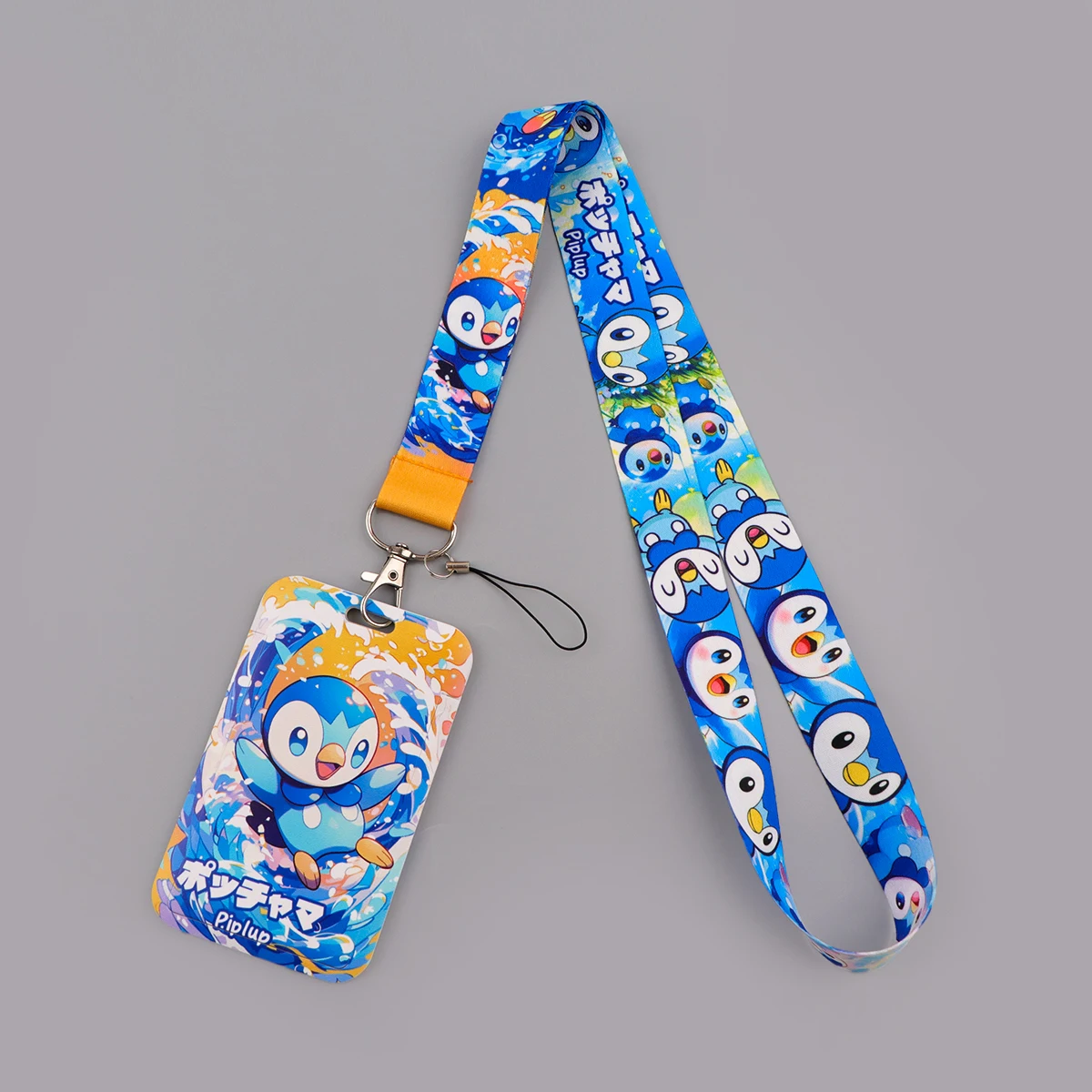حامل بطاقات العمل اليابانية أنيمي مع حبل طويل وبكرة شارة غطاء حامل بطاقات الائتمان للمرأة حبل الهاتف