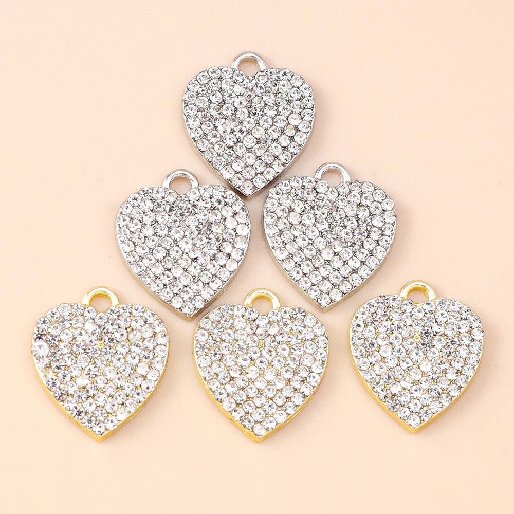 Leslie 4 Stück 16 x 14 mm voller Strasssteine, Kristall-Liebesherzen, Charms für Anhänger, Halskette, Armband, DIY-Schmuckherstellung, Basteln – Detail 2