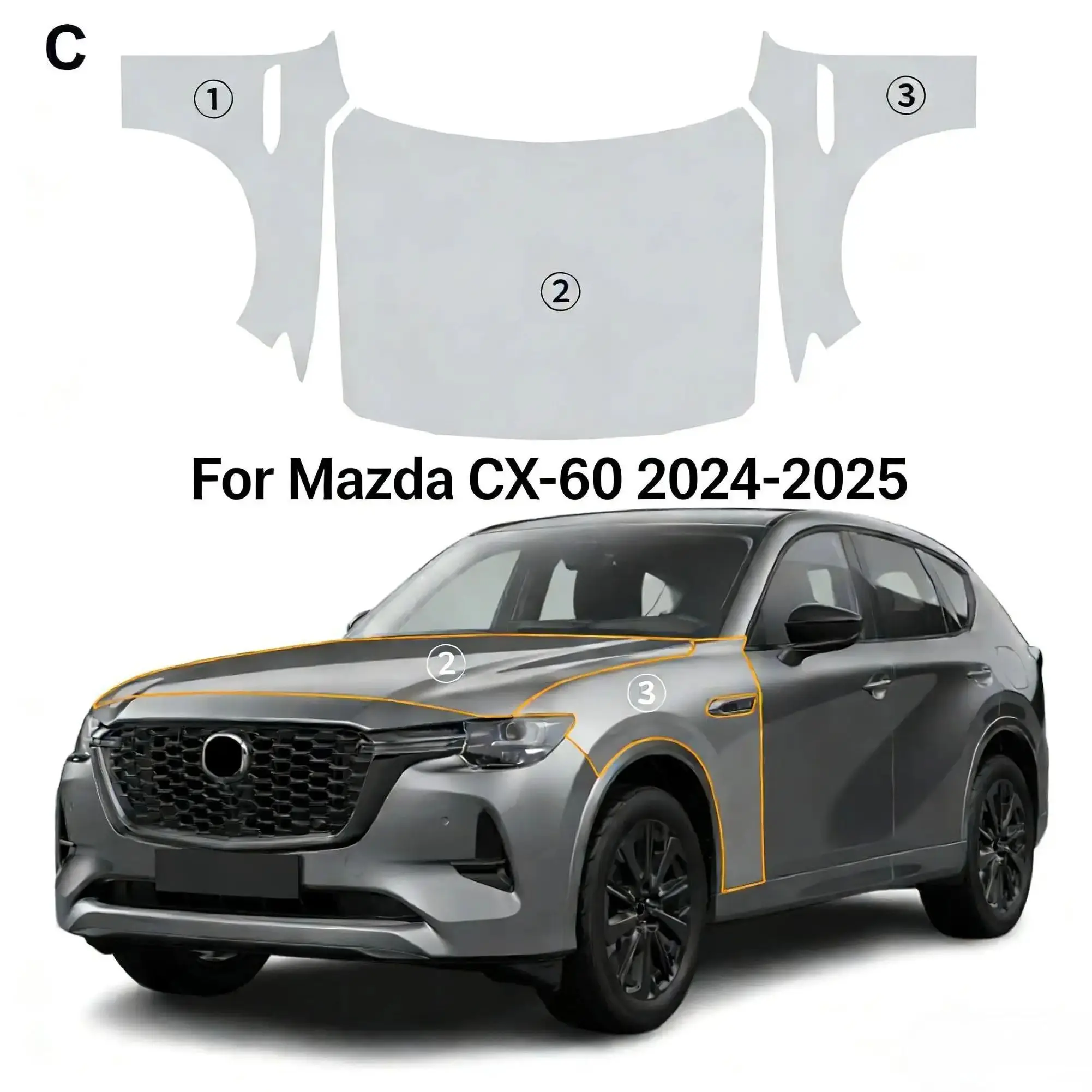 

For Mazda CX-60 2024-2025 TPU Bumper Pre-cut PPF Matte And Clear Paint Protective Film Custom Anti Scratch Self Healing Shield