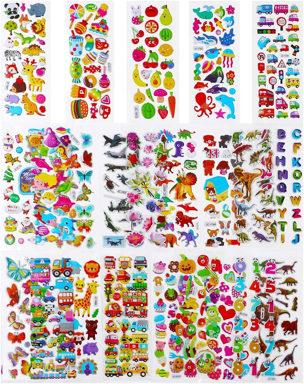 3D Puffy Bubble Stickersfor Kids Toddlers, Children Party Bag Fillers, DIY Crafts Scrapbooking Rewards Gifts for Boys Girls