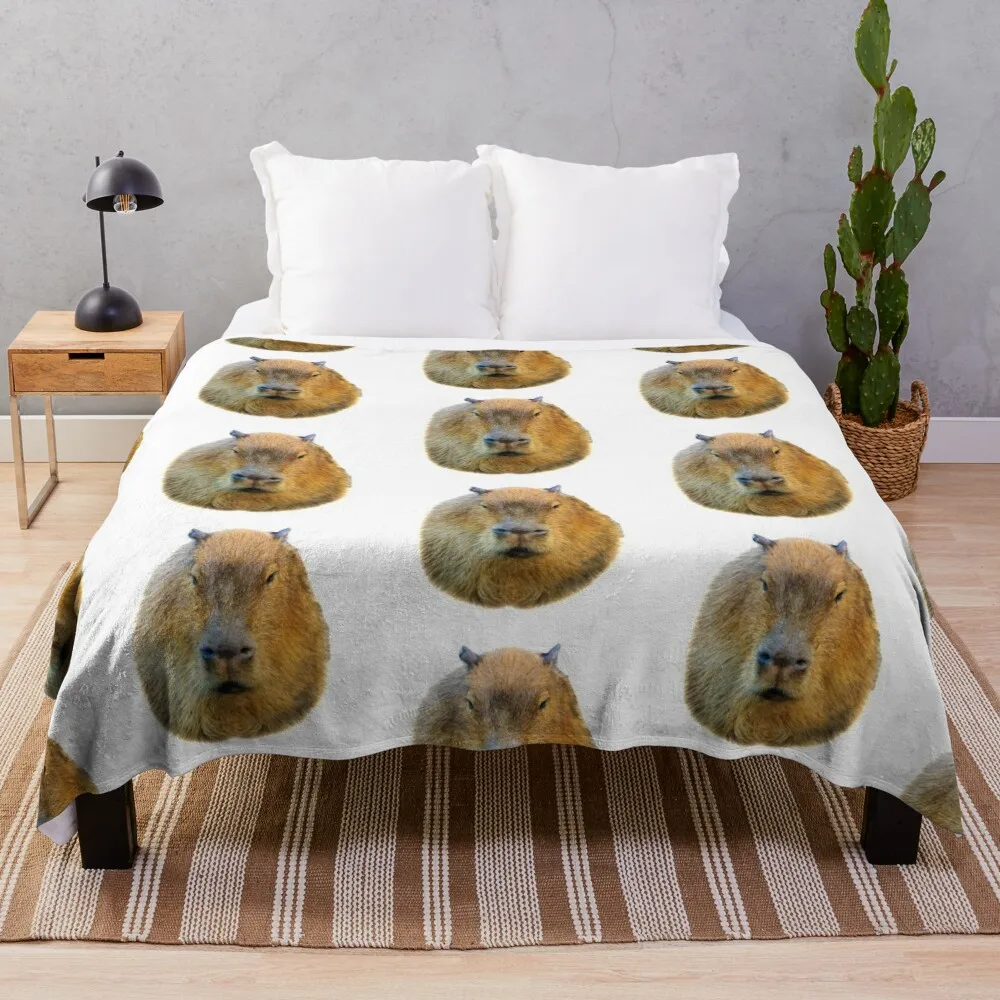 Capybara head Throw Blanket Camping Large Beach Blankets