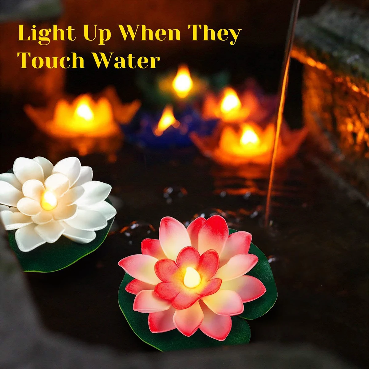 15 / 10cm Diwali Floating induction Lotus Light LED rose bleu violet orange blanc batterie alimenté fleur imperméable à l'eau