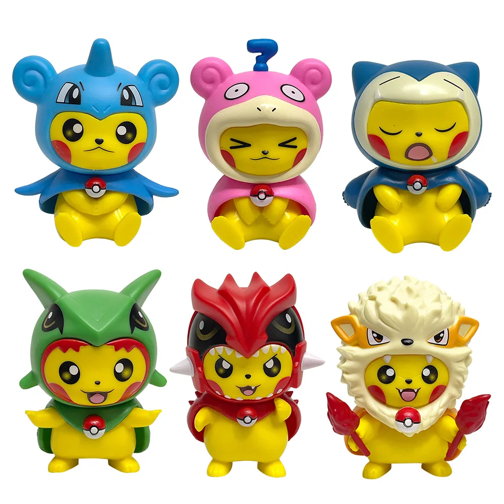 Pokemon Cartoon Cross-dressing Pikachu Snorlax Psyduck Gengar Anime Figure Blind Box Toys Tabletop Ornaments view 5
