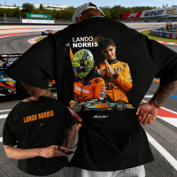 2025 Summer Latest Lando Norris Shirt Racer Y2K Shirt T-shirt Men's Hip-hop Retro Cotton Short-sleeved Loose Casual Shirt