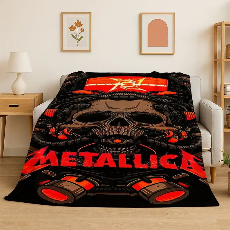 Metal Band M-Metallica Thrash Cartoon Flannel Throw Blanket,Warm Cozy Blanket for Bed,Sofa,Couch,Bedroom,Living Room,Office,Gift