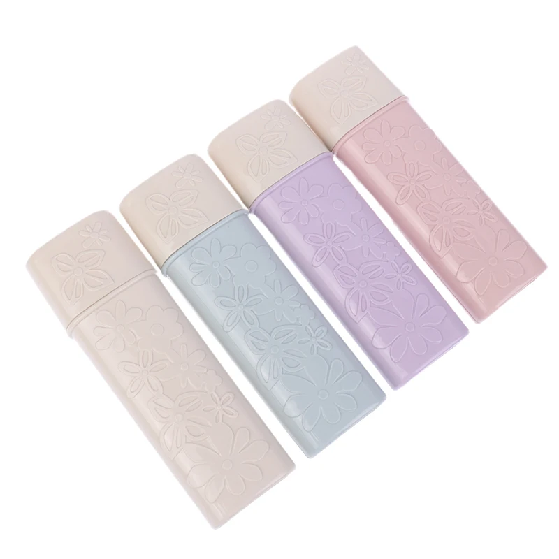Portable Flower Carved Toothbrush Holder Outdoor Travel Hiking Camping Toothbrush Cap Case Home Toothpaste Storage Box Wash Cup