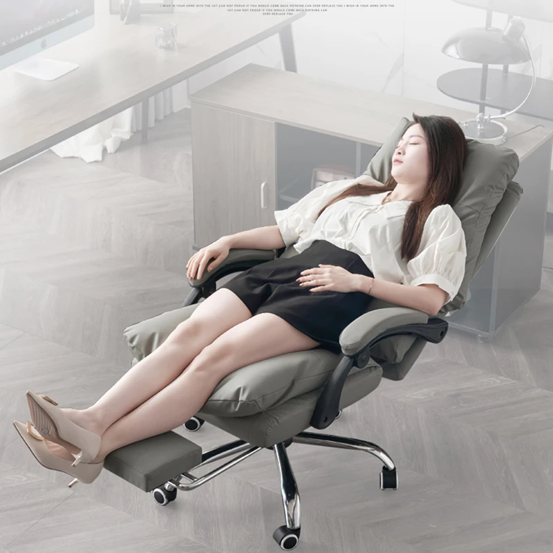 Reclining Boss Office Chair Leather Comfortable Home Computer Ergonomic Chair Sofa Sillas De Oficina Office Furniture WKOC