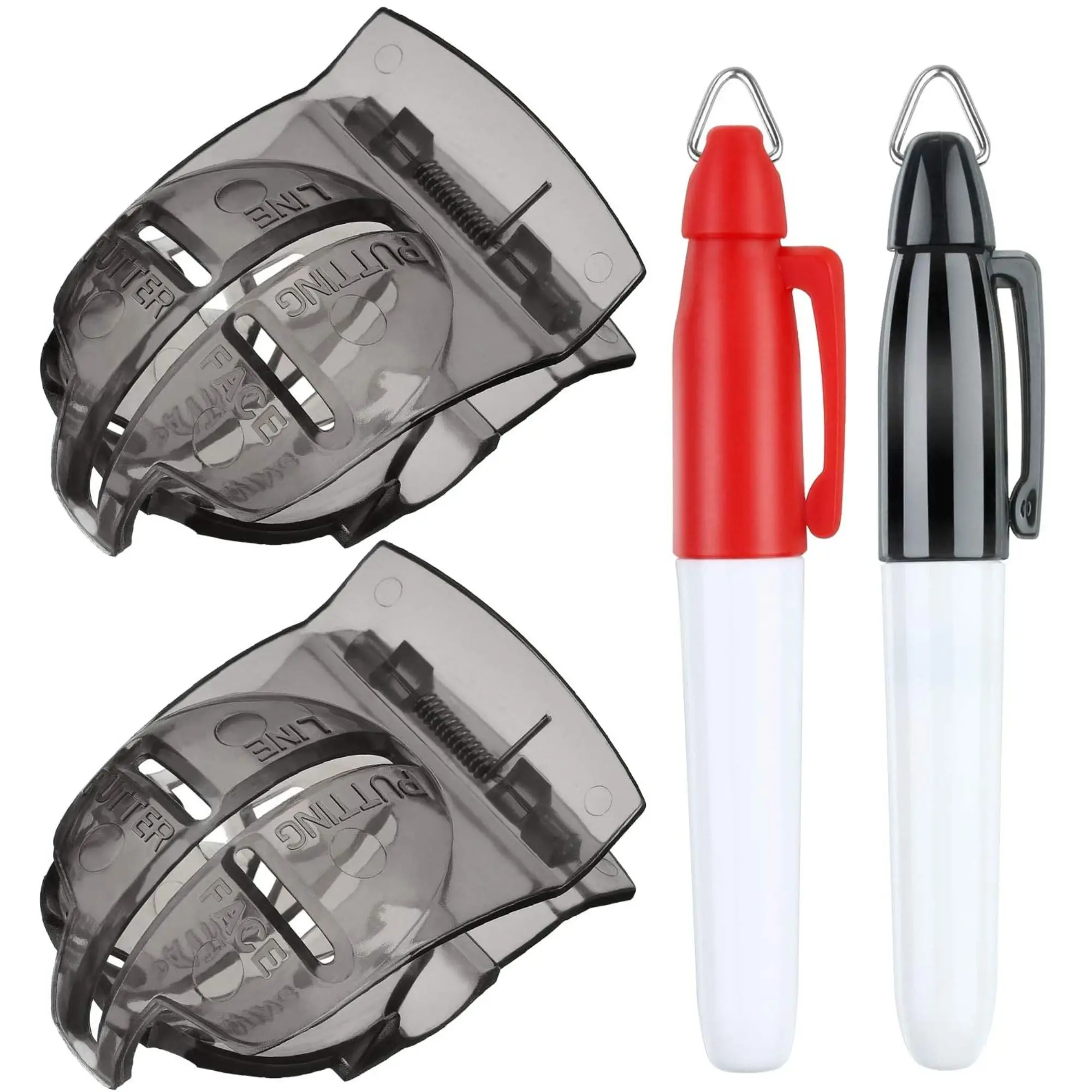 2 Peças de Ferramenta Marcadora de Linha para Bola de Golfe, Ferramenta de Alinhamento para Putting e 2 Canetas Marcadoras de Bola de Golfe, 4 Peças no Total para Golfistas