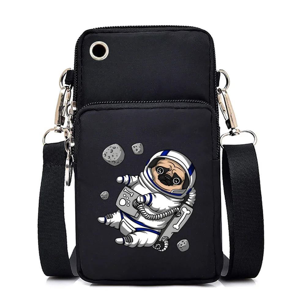 French Bulldog Astronaut Print  Small Bags Handbags  Hip Hop Women Crossbody Bags Harajuku Purse Clutch Phone Shoulder Bag