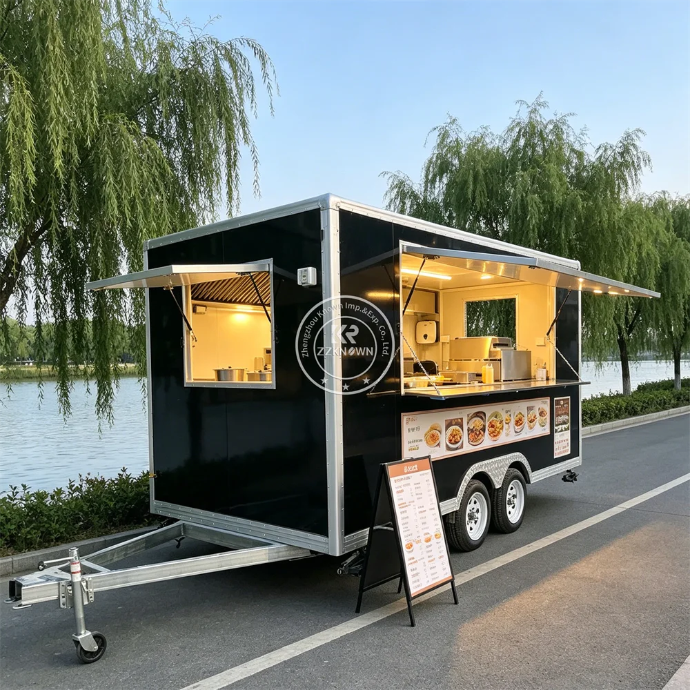 Custom Mobile Restaurant Trailer BBQ Smoker Burger Kitchen Truck Custom Mobile Food Trailer Truck For Sale
