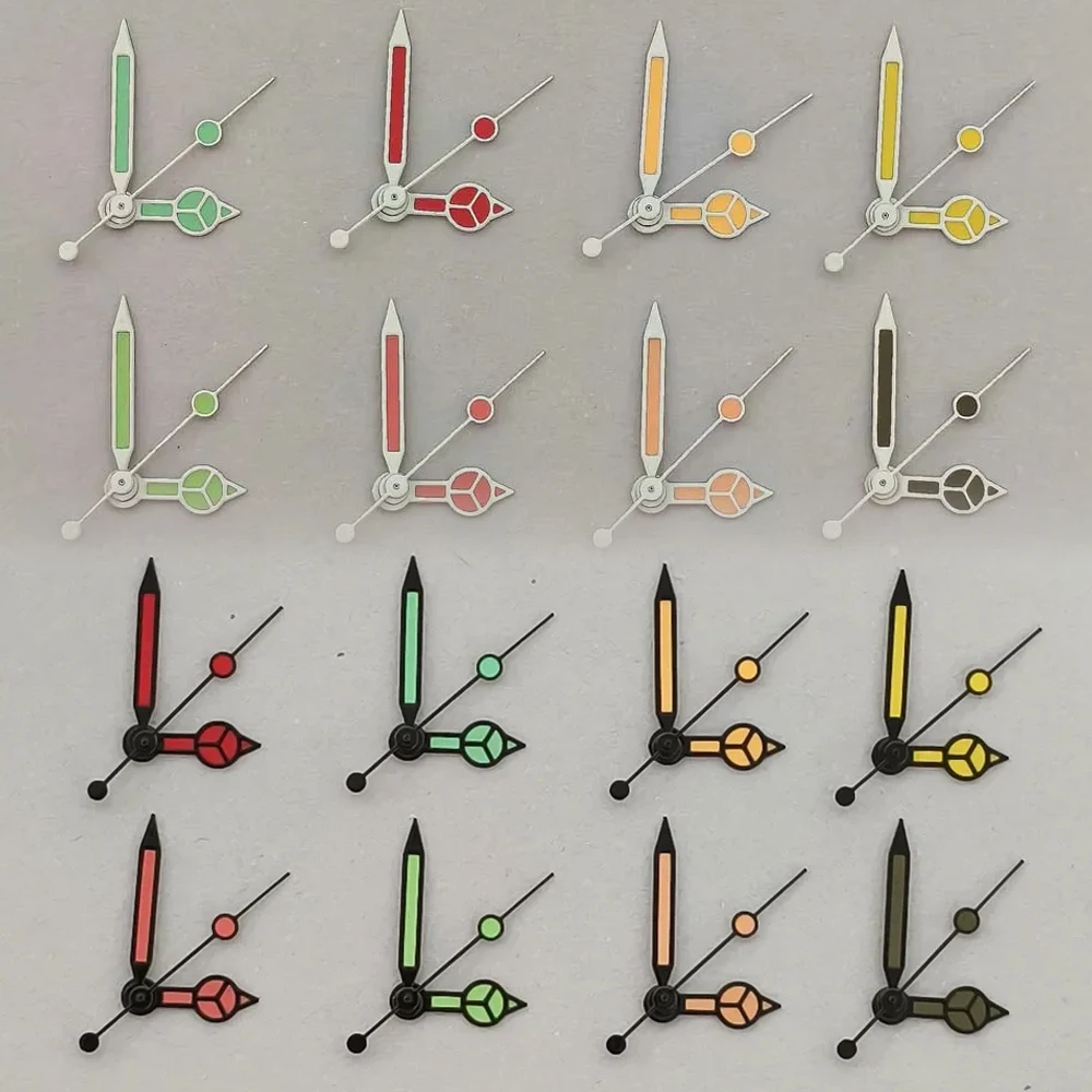 Hot Sale NH35 Hands Watch Accessories Orange Black Edge White Three Pin Green Glow Hands Suitable For NH35/36/4R/7S Movements