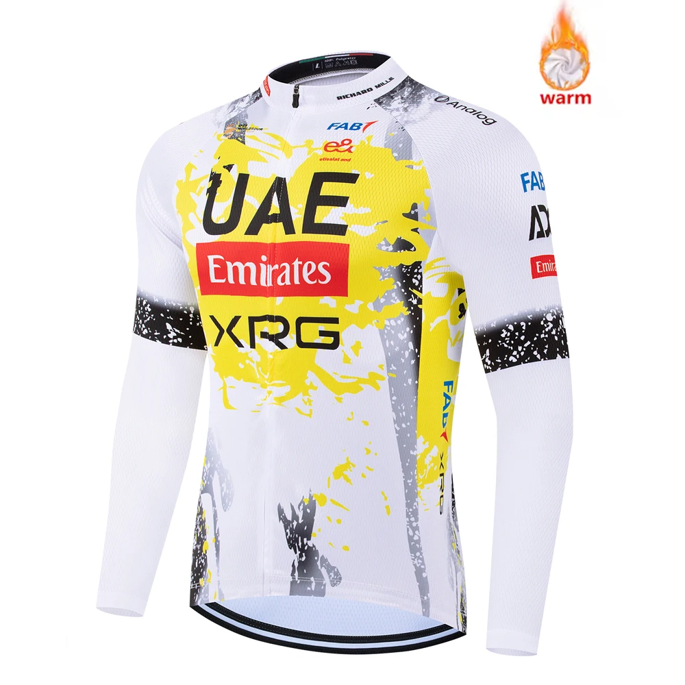 سترة رجالية لركوب الدراجات من الإمارات العربية المتحدة لعام 2025 مقاومة للرياح من الصوف برو سترات لركوب الدراجات بأكمام طويلة دافئة وناعمة ملابس للدراجة قابلة للتنفس