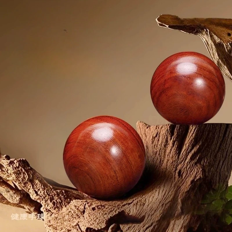 Chinese Style Lucky Rosewood Hand Exercise Balls Good Fortune Blessing Handheld Massage Balls For Adults Seniors Stress Relief