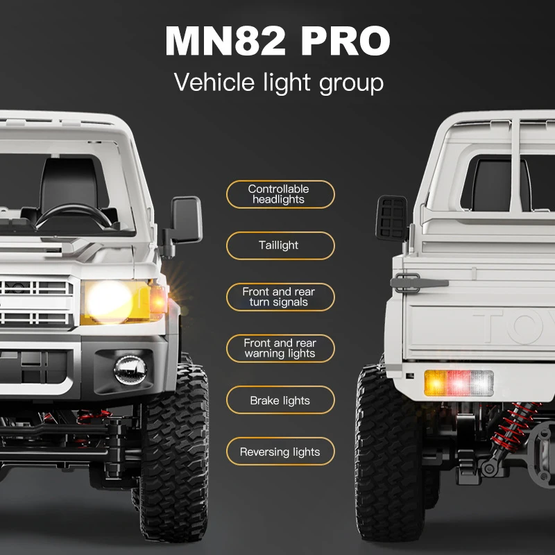ZWN 1:12 Pełnoмасштабowy samochód RC MN82 Ulepszone sterowane reflektory MN82 PRO 2.4G 4WD Samochód terenowy Ciężarówka Zabawka na prezenty dla