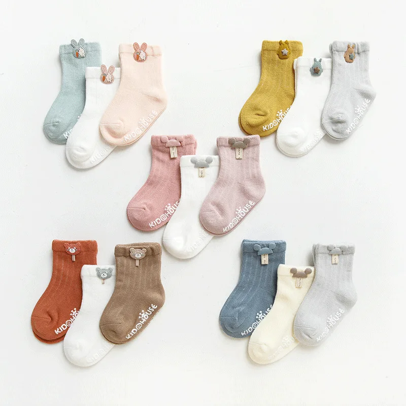 3 Pairs/Lot Infant Sock Newborn Baby Socks Dispensing Glue Non-slip Boys Girls Baby Socks Floor Socks Kids Sock